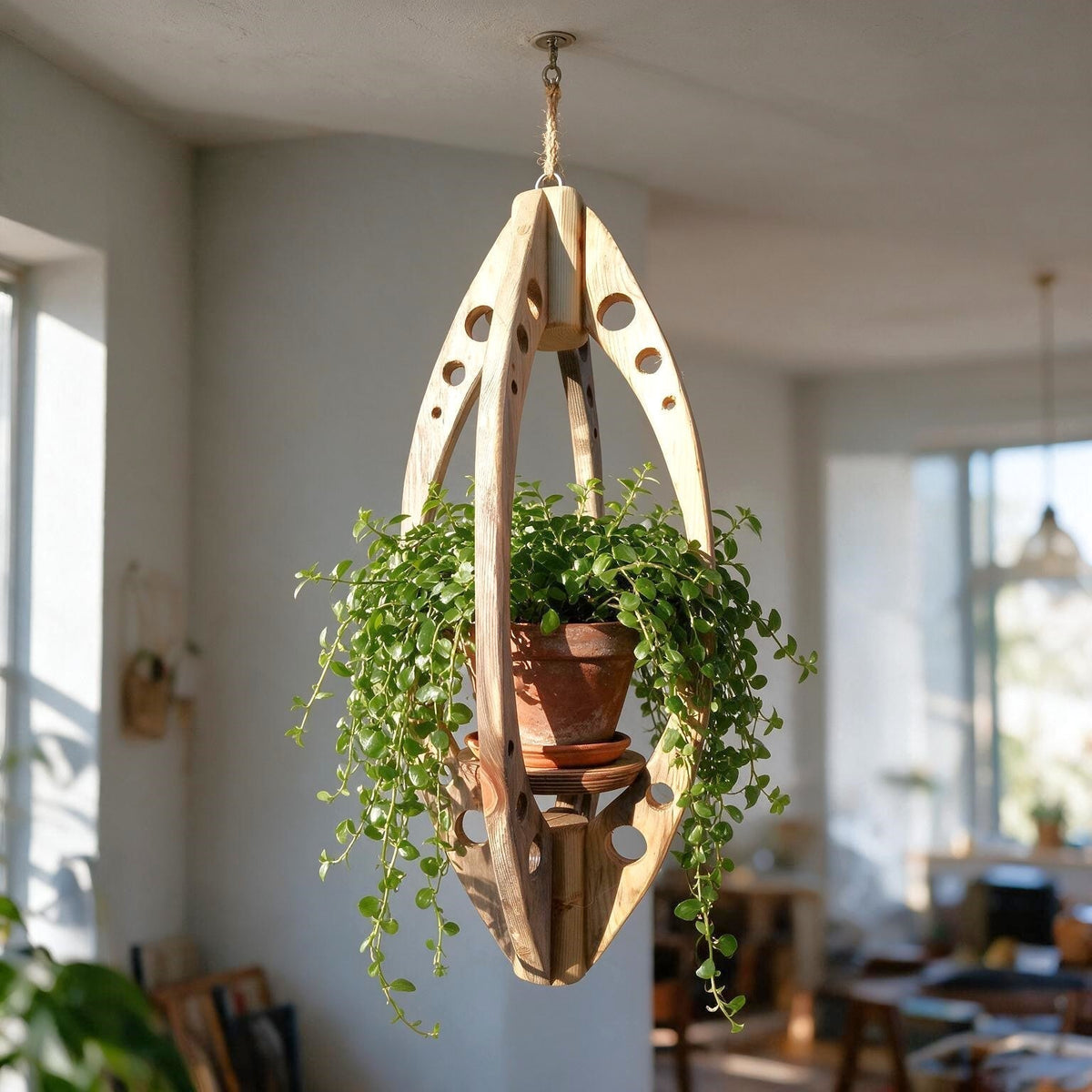 Vidéo : suspensions et supports pour plantes en bois, étagères arborescentes