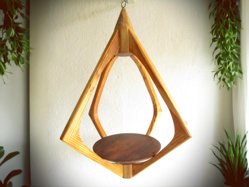Suspension pour Plantes en Bois Design - H59cm x L45cm - S007