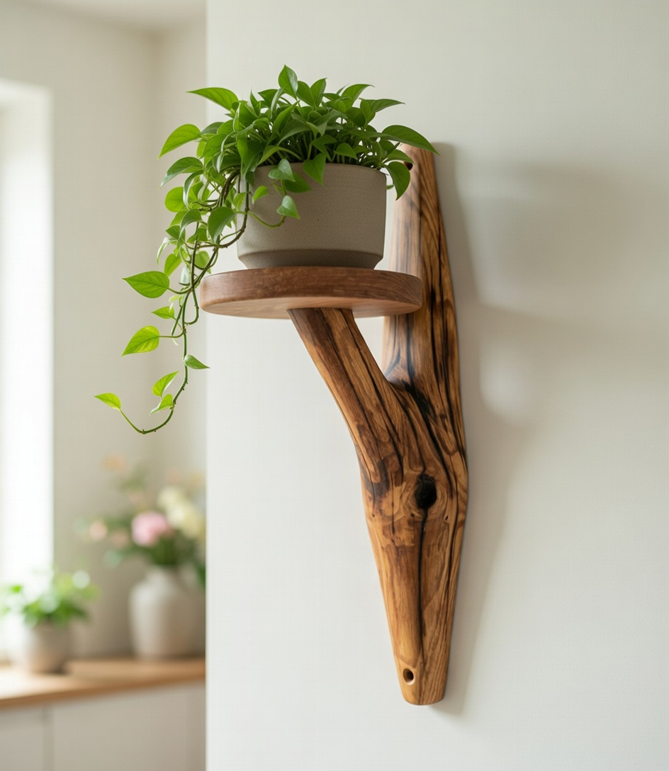 Etagère murale arborescente 1 plateau - H40cm x L13cm - EA11 Souffle des Bois