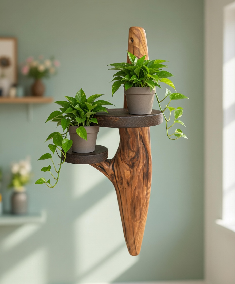 Etagère murale arborescente 2 plateaux - H42cm - EA12 Souffle des Bois