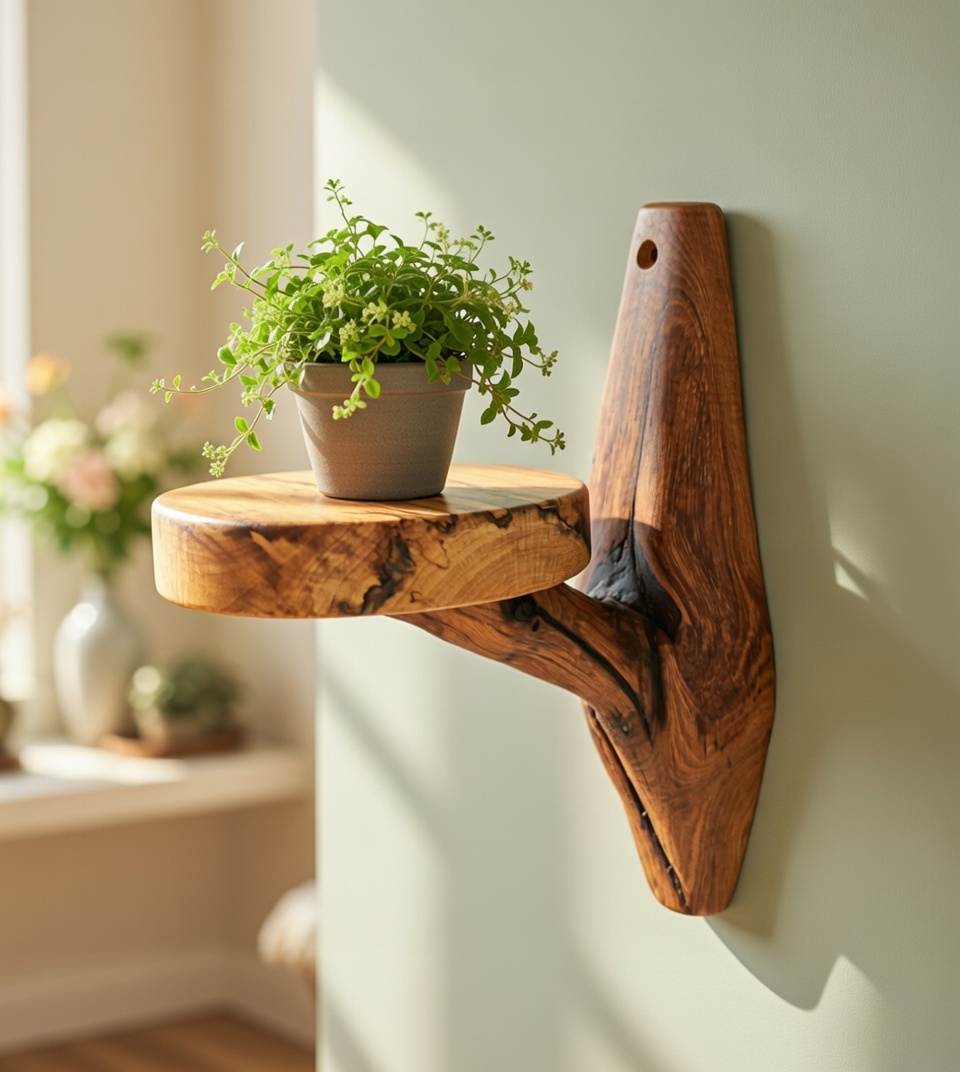 Etagère murale arborescente 1 plateau - H33cm x L 15cm - EA13 Souffle des Bois