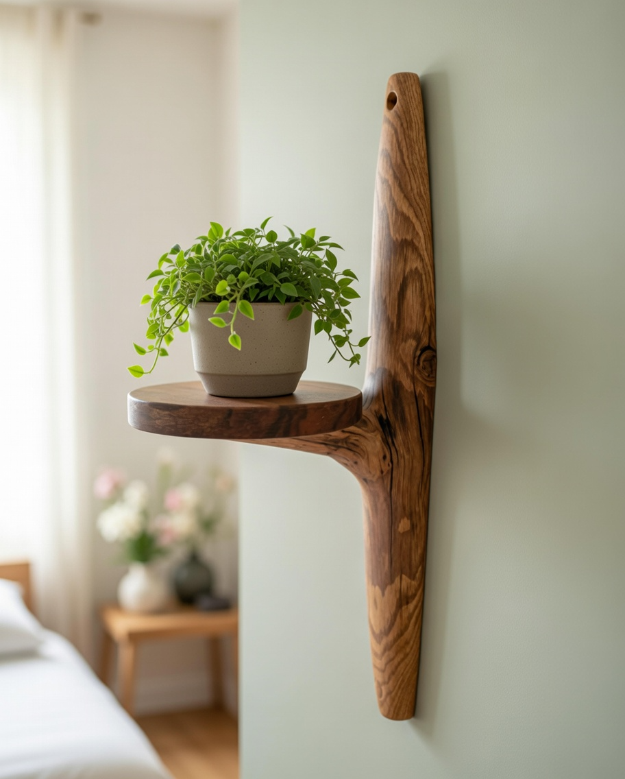 Etagère murale arborescente 1 plateau - H46cm x L13.5cm - EA16 Souffle des Bois