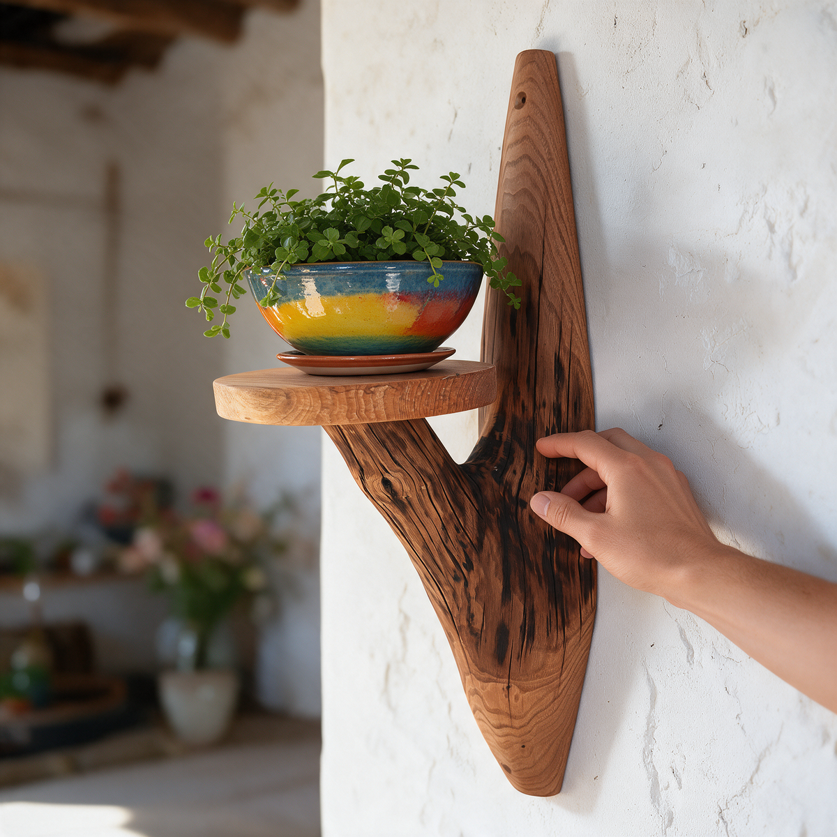 Etagère murale arborescente 1 plateau - H72cm x L22cm - EA18 Souffle des Bois