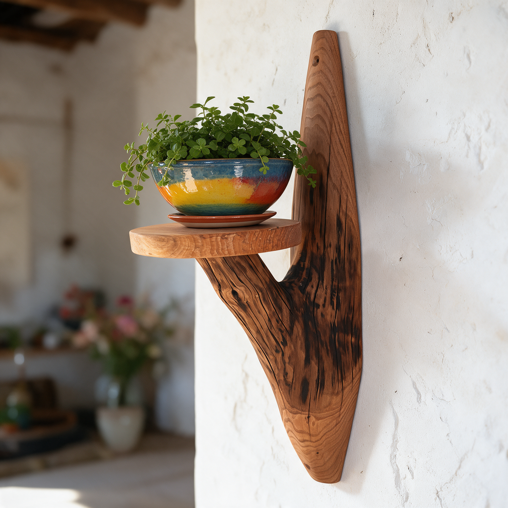 Etagère murale arborescente 1 plateau - H72cm x L22cm - EA18 Souffle des Bois