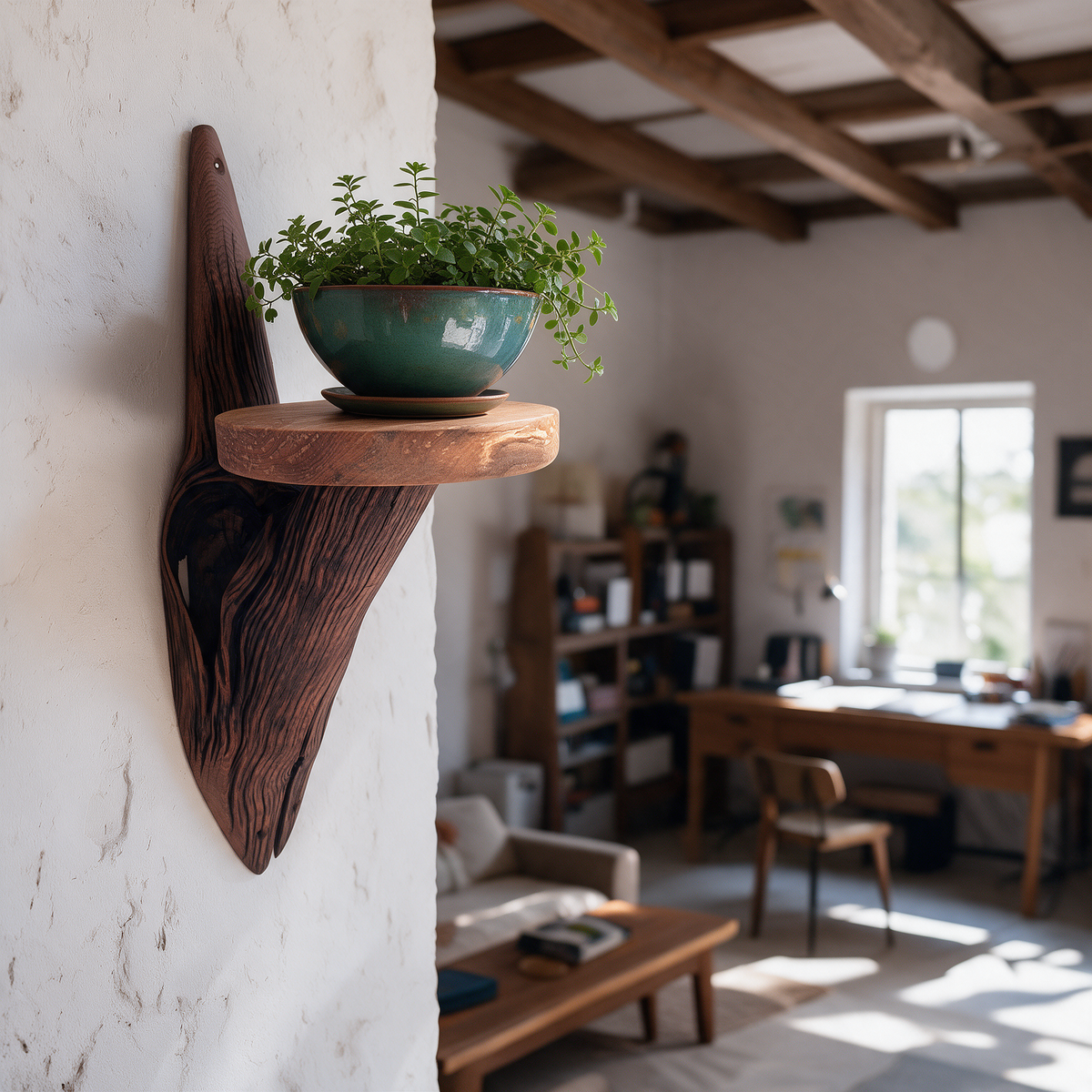 Etagère murale arborescente 1 plateau - H69cm x L25cm - EA19 Souffle des Bois