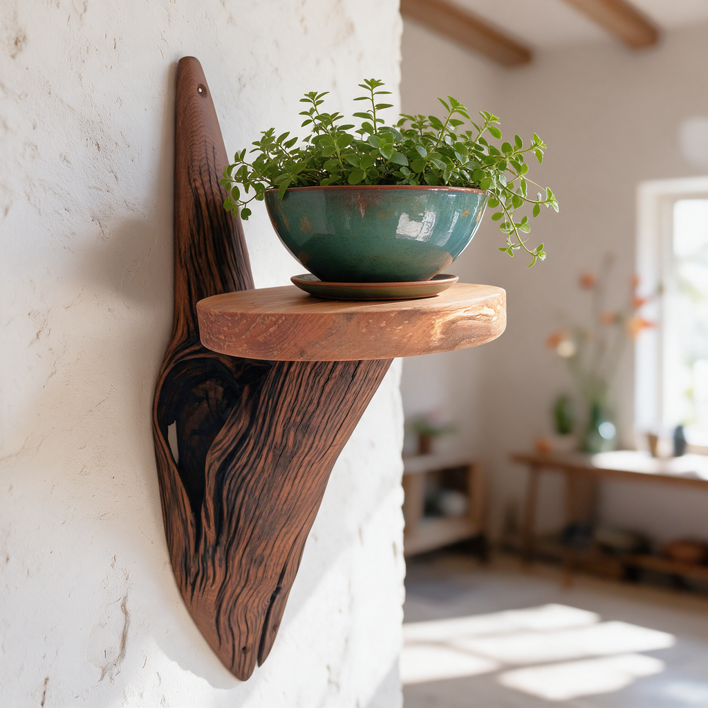 Etagère murale arborescente 1 plateau - H69cm x L25cm - EA19 Souffle des Bois