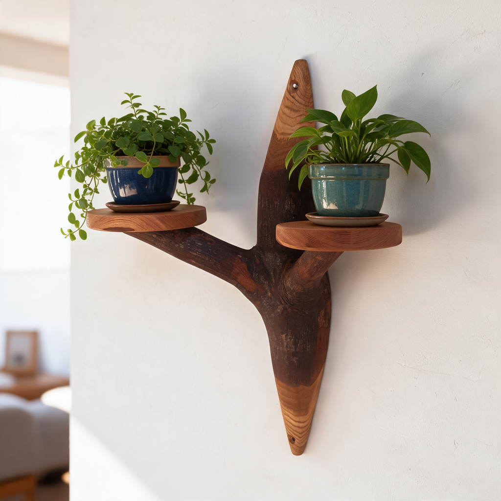 Etagère murale arborescente 2 plateaux - H47cm x L35cm - EA20 Souffle des Bois