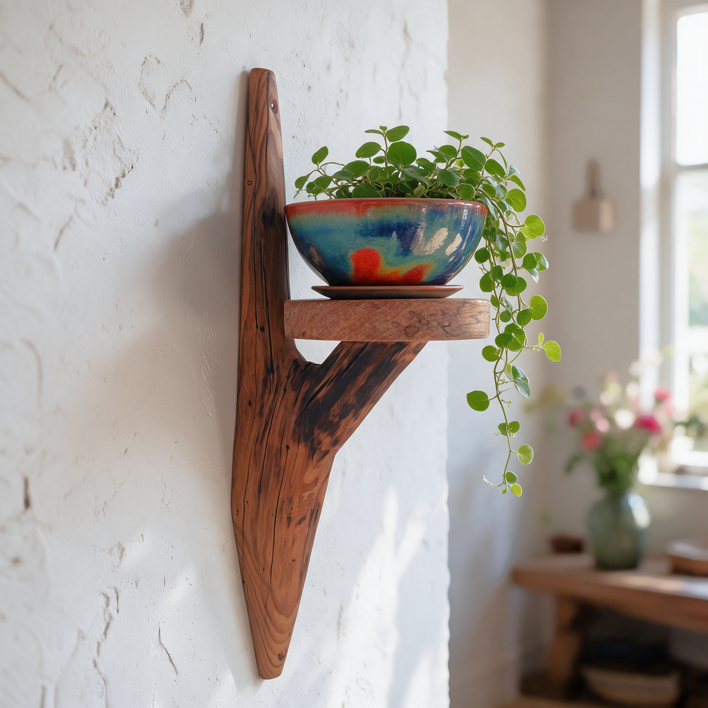 Etagère murale arborescente 1 plateau - H64cm x L18cm - EA22 Souffle des Bois