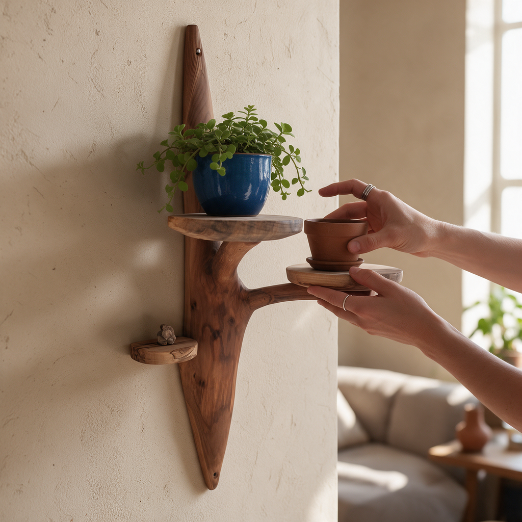 Etagère murale arborescente 3 plateaux - H67cm x L30cm - EA23 Souffle des Bois