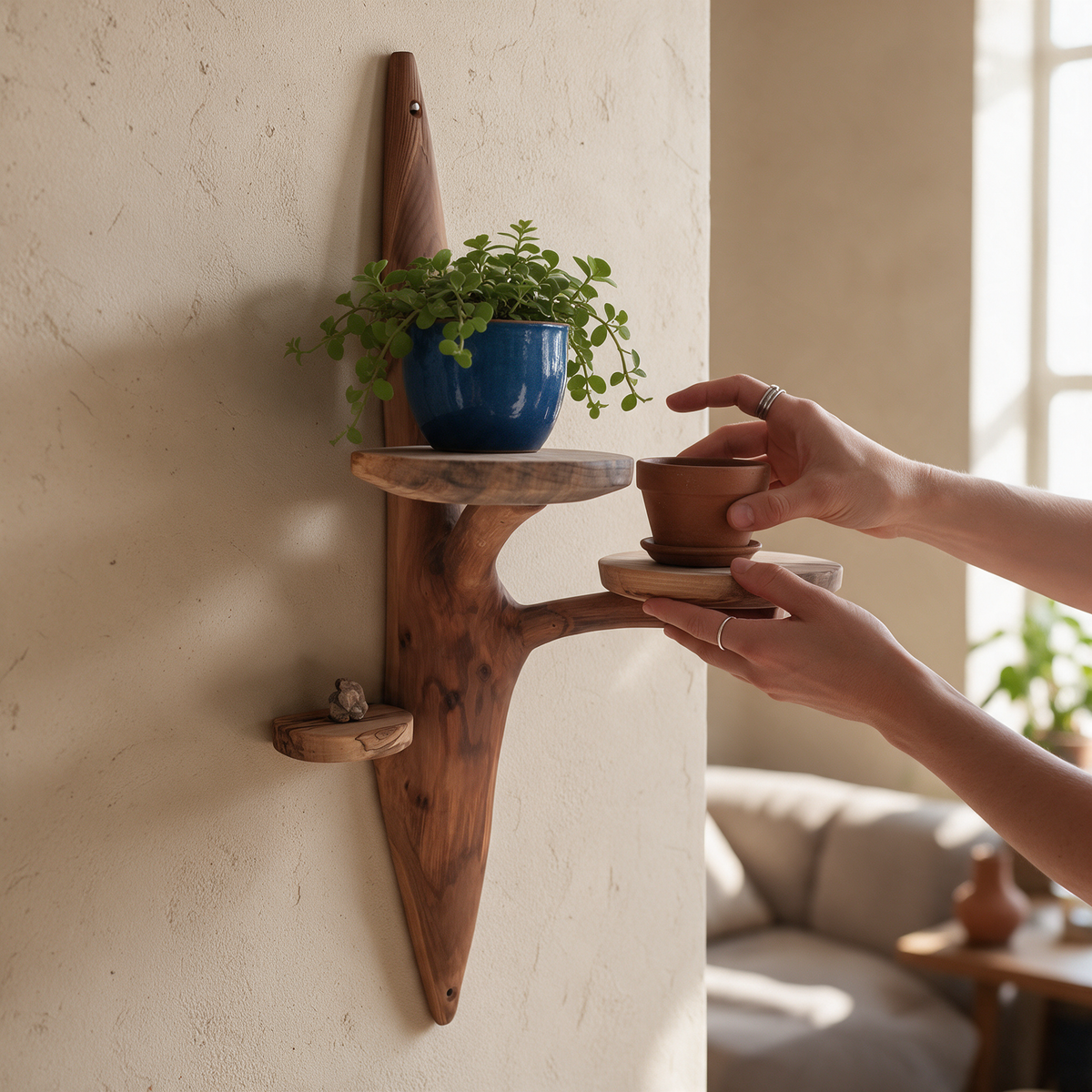 Etagère murale arborescente 3 plateaux - H67cm x L30cm - EA23 Souffle des Bois