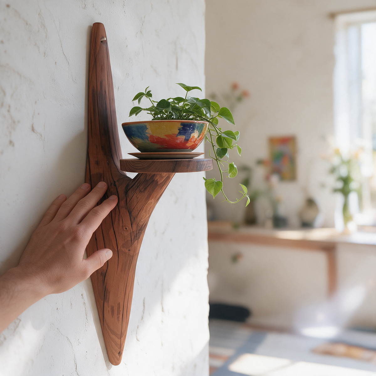 Etagère murale arborescente 1 plateau - H54cm x L13cm - EA24 Souffle des Bois