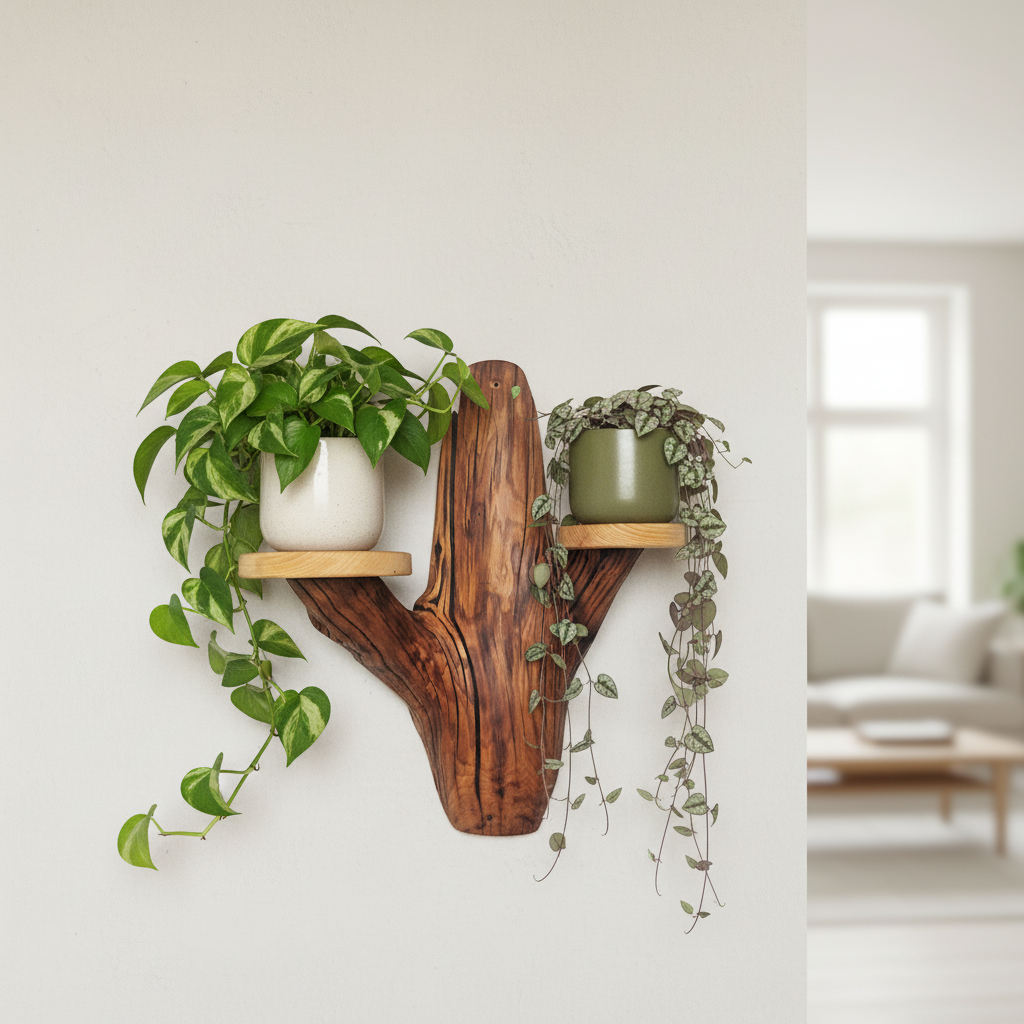 Etagère murale arborescente 2 plateaux - H53cm - EA8 Souffle des Bois
