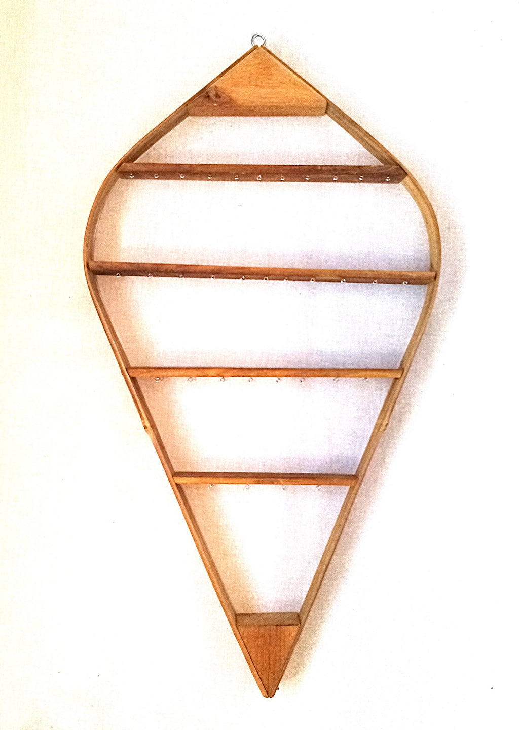 Porte boucles d'oreilles mural Bambou + Bois massif - 34 attaches- H67cm x L36cm