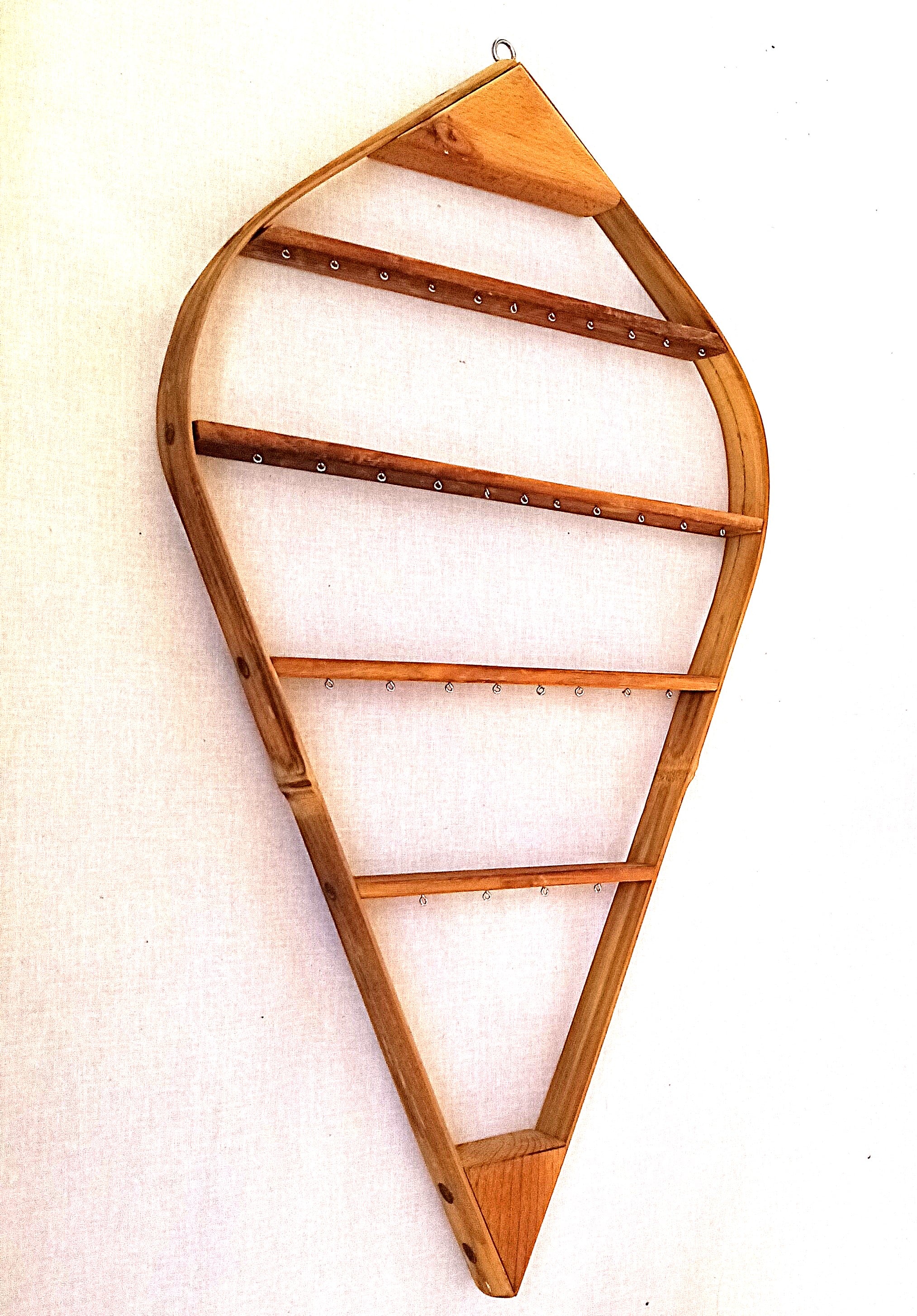 Porte boucles d'oreilles mural Bambou + Bois massif - 34 attaches- H67cm x L36cm