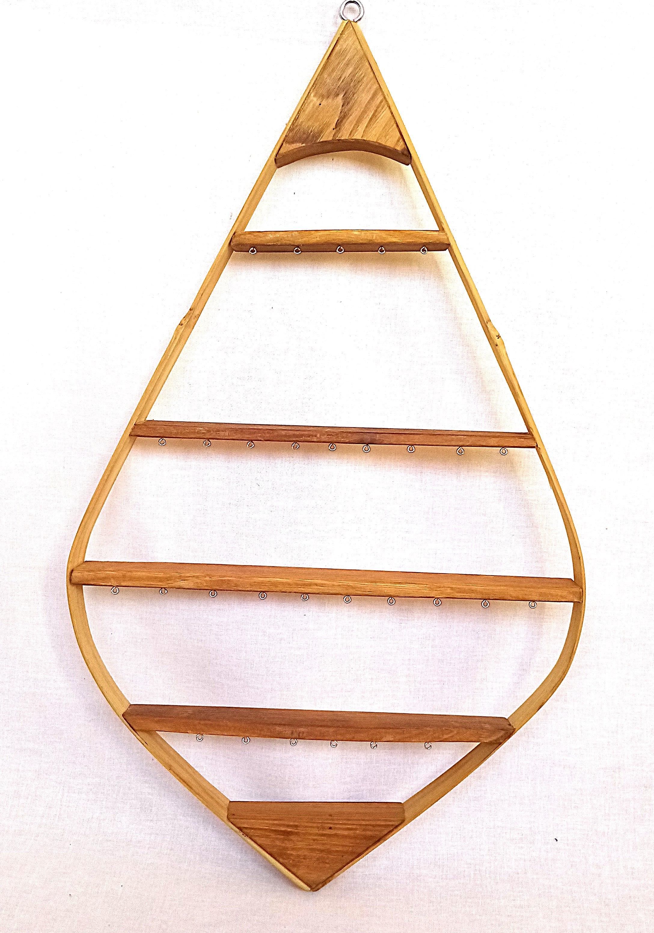 Porte boucles d'oreilles mural Bambou + bois massif - 30 attaches- H58cm x L33cm