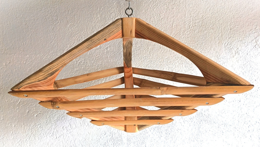 Corbeille à Fruits Suspendue Artisanale en Bambou et Bois Massif - H34cm x L55cm