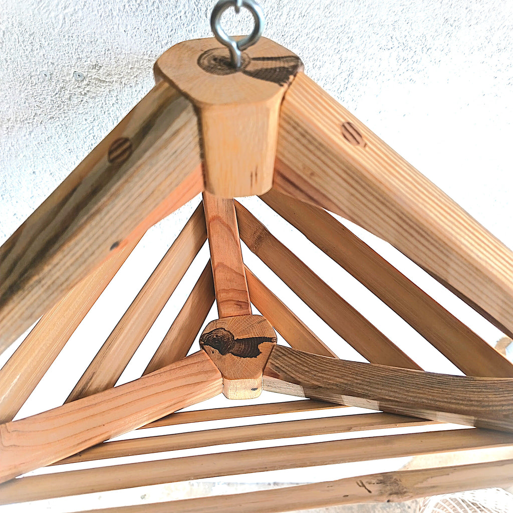 Corbeille à Fruits Suspendue Artisanale en Bambou et Bois Massif - H34cm x L55cm