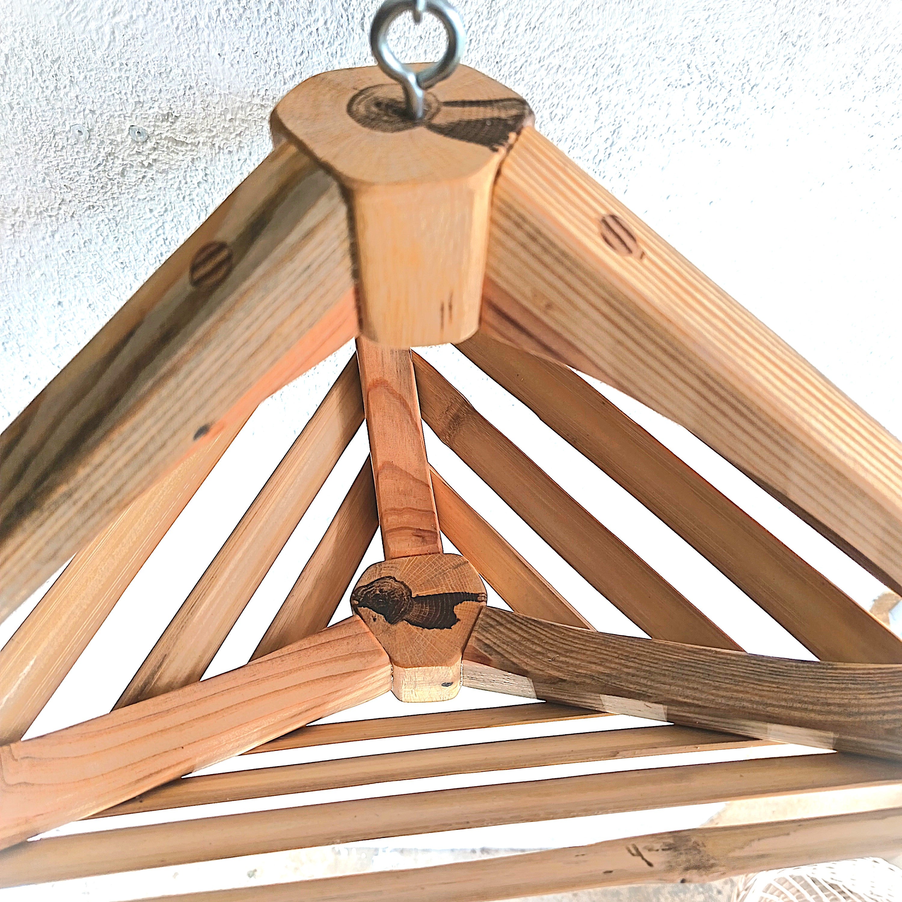 Corbeille à Fruits Suspendue Artisanale en Bambou et Bois Massif - H34cm x L55cm