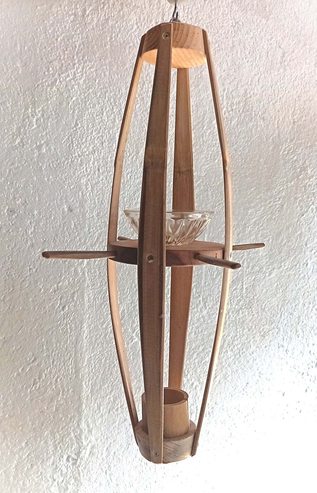 Harmonie Bambou – Mangeoire Artisanale Suspendue en Bois Naturel