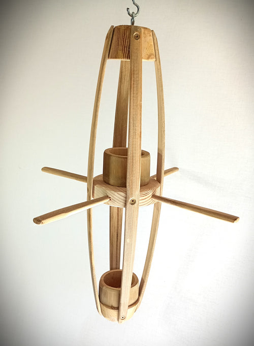 Mangeoires à oiseaux pour boules de graisse - bois et bambou brut (non traité)