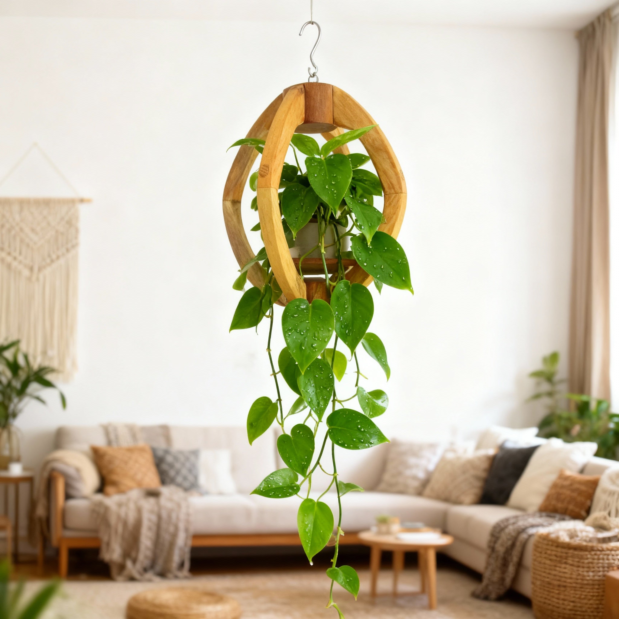 Suspension pour Plantes en Bois Design  - H29cm x L24cm - S011