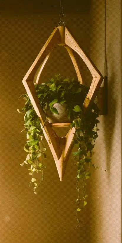 Suspension pour Plantes en Bois Design - H73cm x L40cm - S002 Souffle des Bois