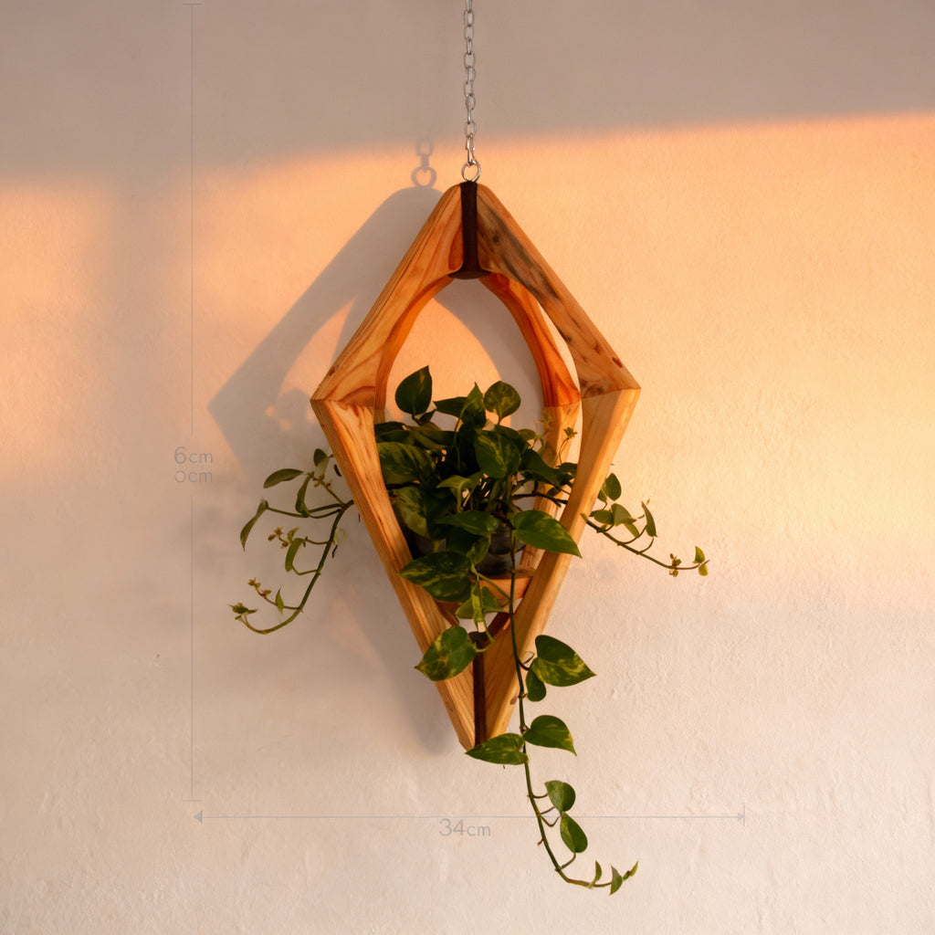 Suspension pour Plantes en Bois Design - H56cm x L34cm - S006
