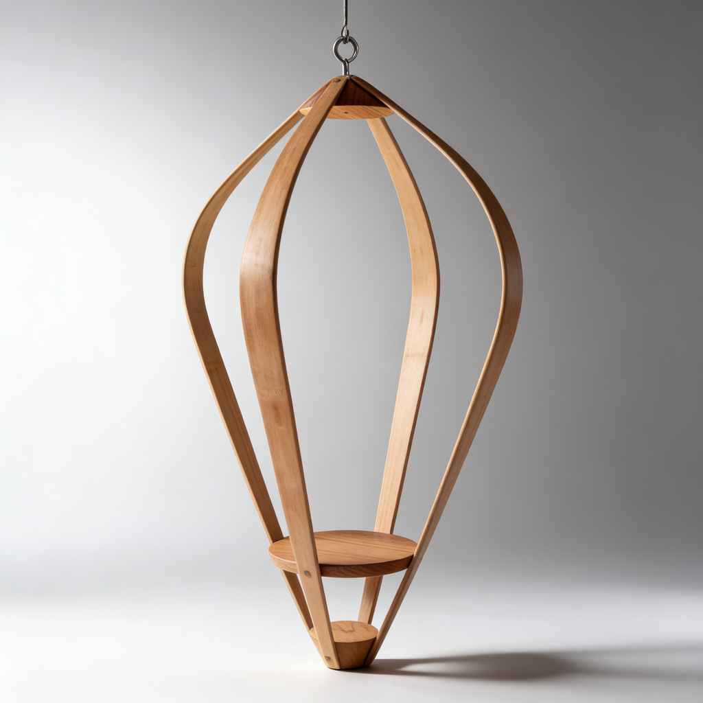 Suspension pour Plantes en Bois Design - H66cm x L37cm - S025 Souffle des Bois