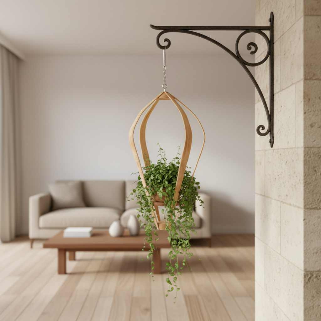 Suspension pour Plantes en Bois Design - H66cm x L37cm - S025