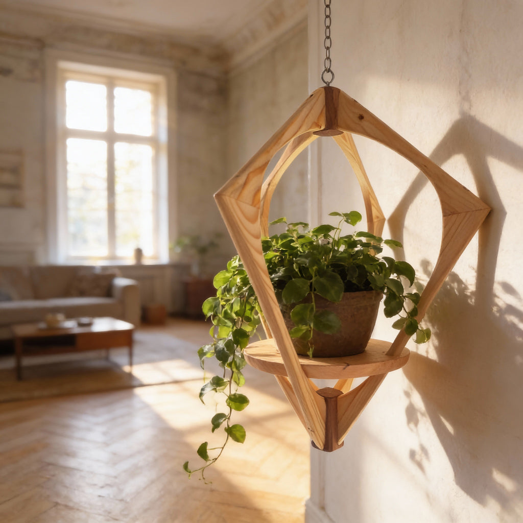 Suspension pour Plantes en Bois Design - H57cm x L54cm - S026