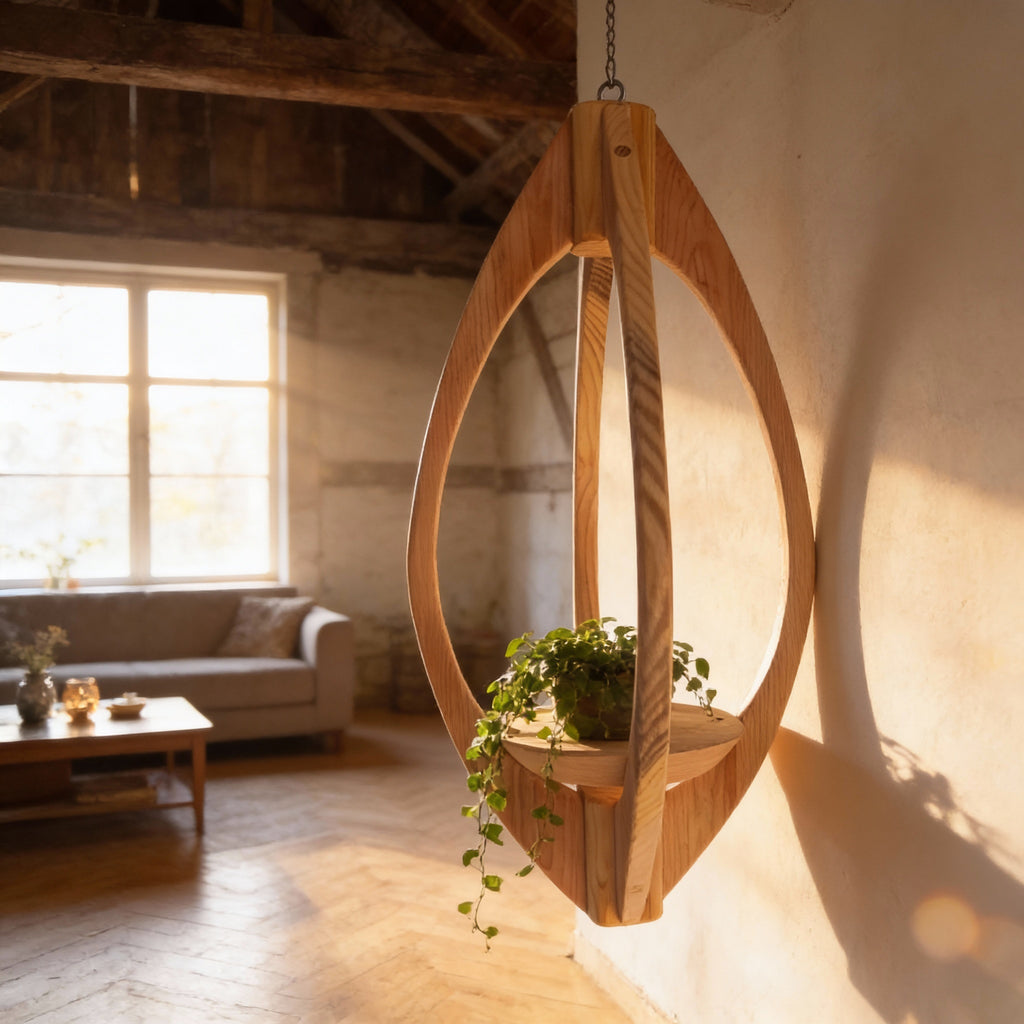 Suspension pour Plantes en Bois Design - H59cm x L29cm - S027