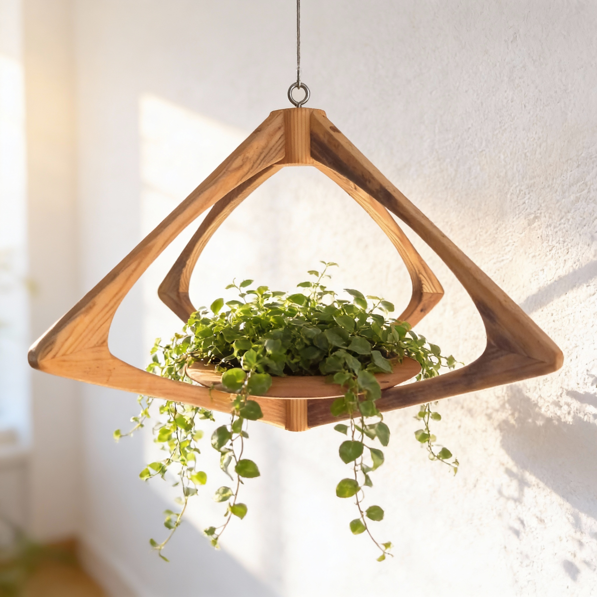 Suspension pour Plantes en Bois Design - H38cm x L61cm - S029