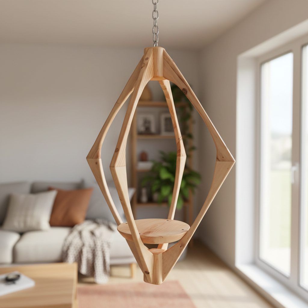 Suspension pour Plantes en Bois Design - H68cm x L46cm - S030