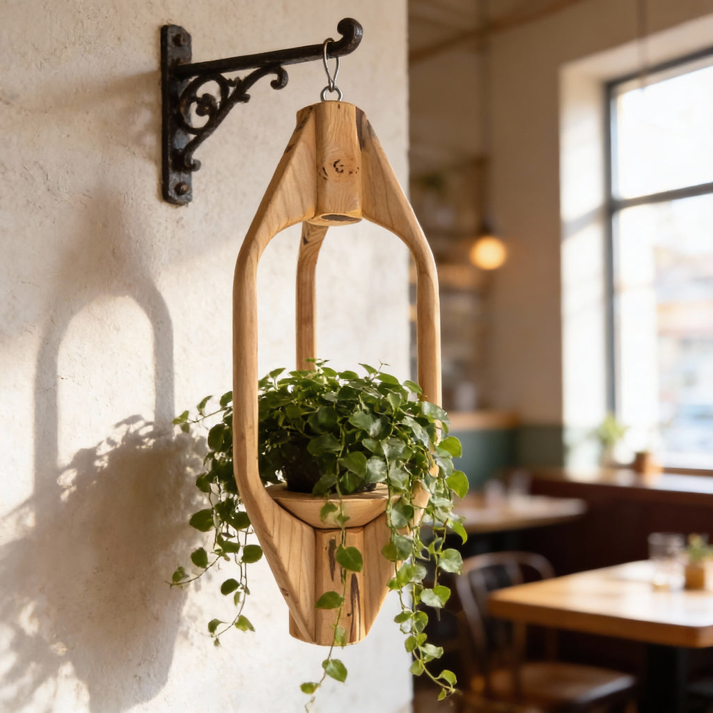 Suspension pour Plantes en Bois Design - H55cm x L20cm - S032