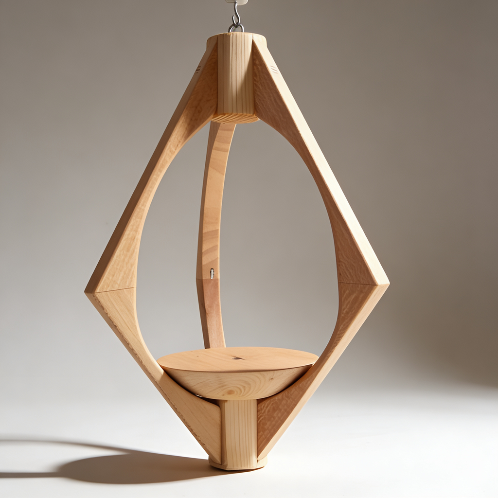 Suspension pour plantes en bois massif S033 – Design aérien (H43cmxL27cm) Souffle des Bois