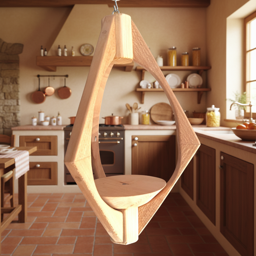 Suspension pour plantes en bois massif S033 – Design aérien (H43cmxL27cm)