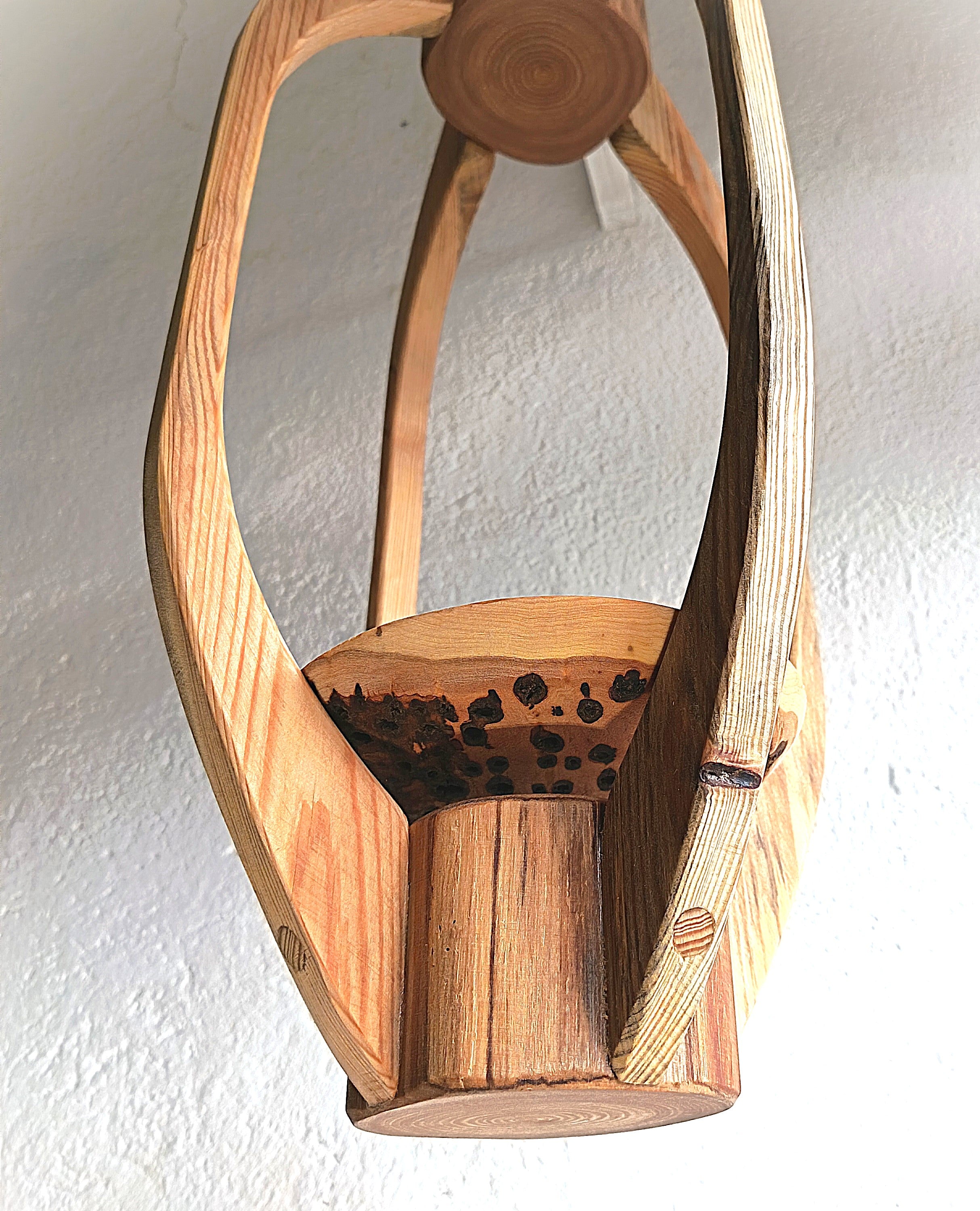 Suspension pour plantes en bois massif S034 - Design aérien - (H58cmxL29cm)