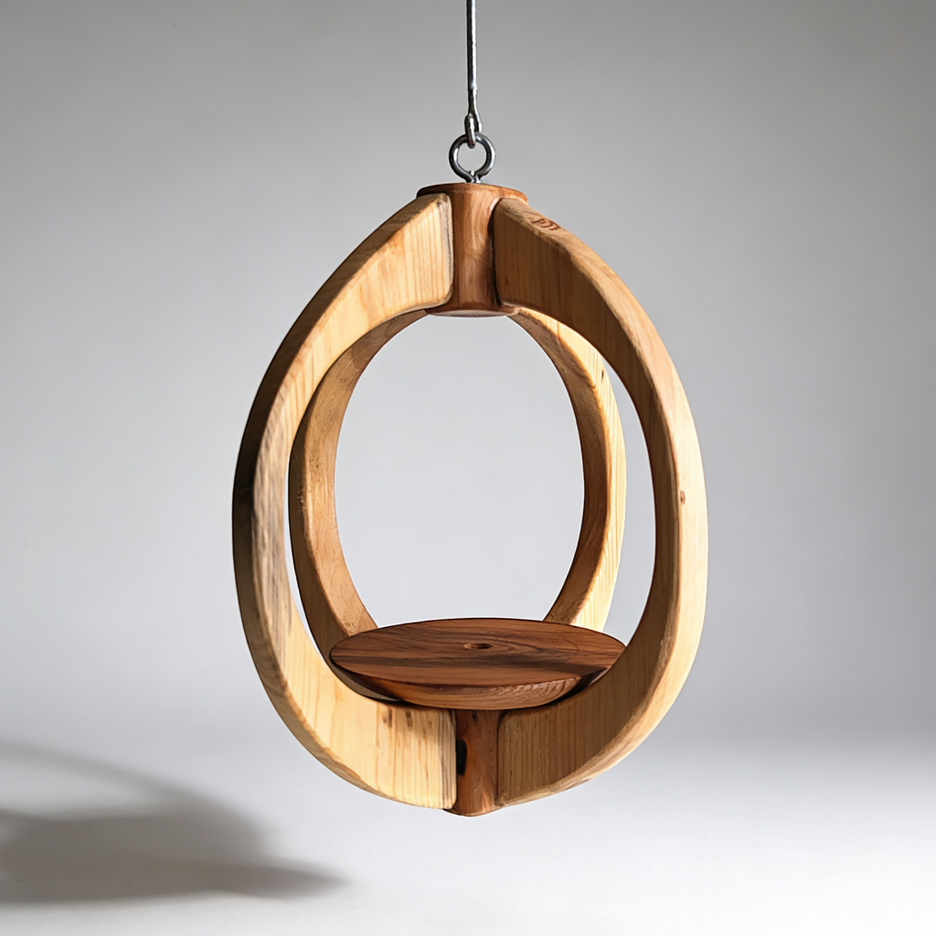 Suspension pour plantes en bois massif S039 - Design aérien - (H23cmxL19cm) Souffle des Bois