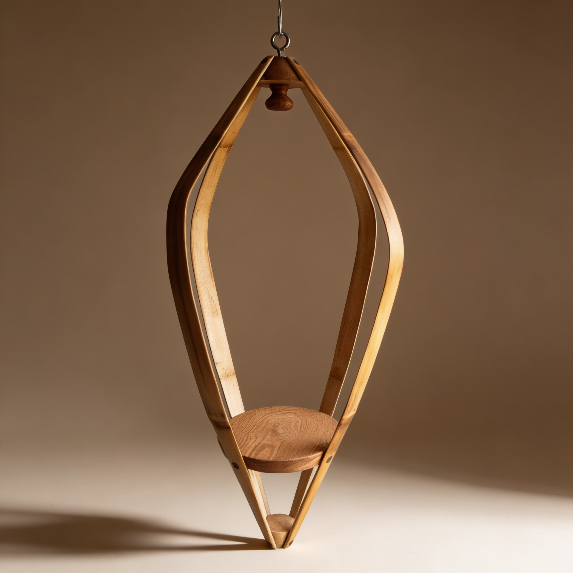 Suspension pour plantes Bambou & bois massif S042 - Design aérien - H70cm x L34cm Souffle des Bois