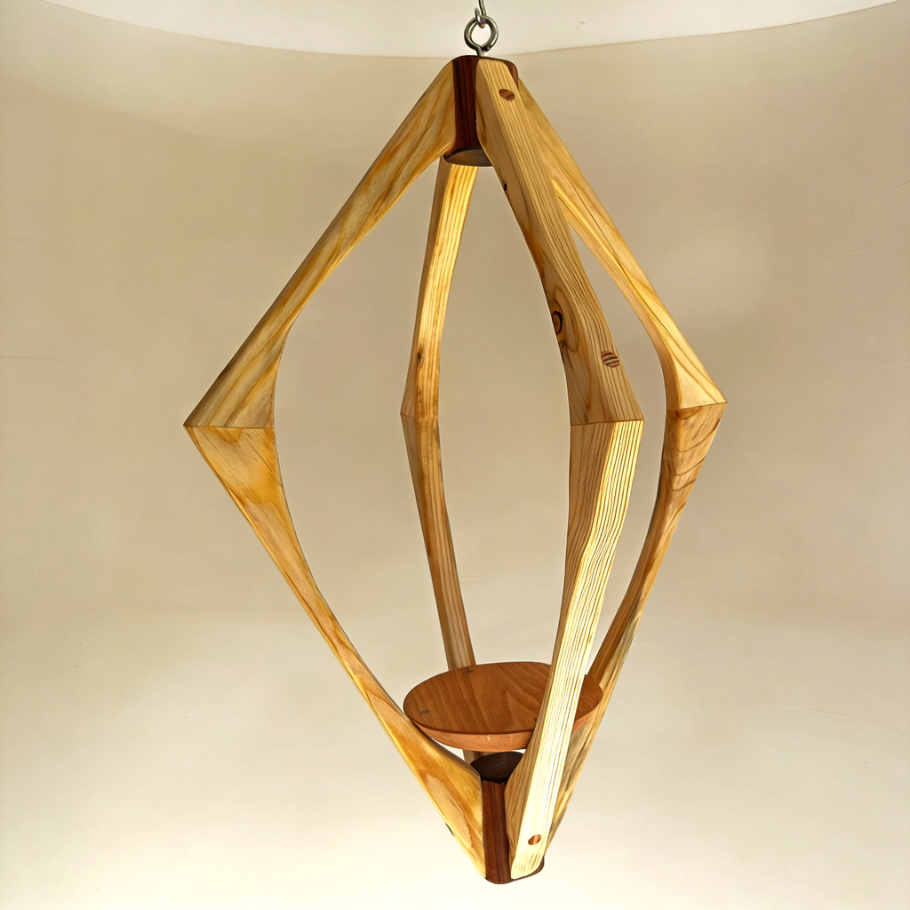 Suspension pour plantes en bois massif S044 - Design aérien - (H60cmxL39cm) Souffle des Bois