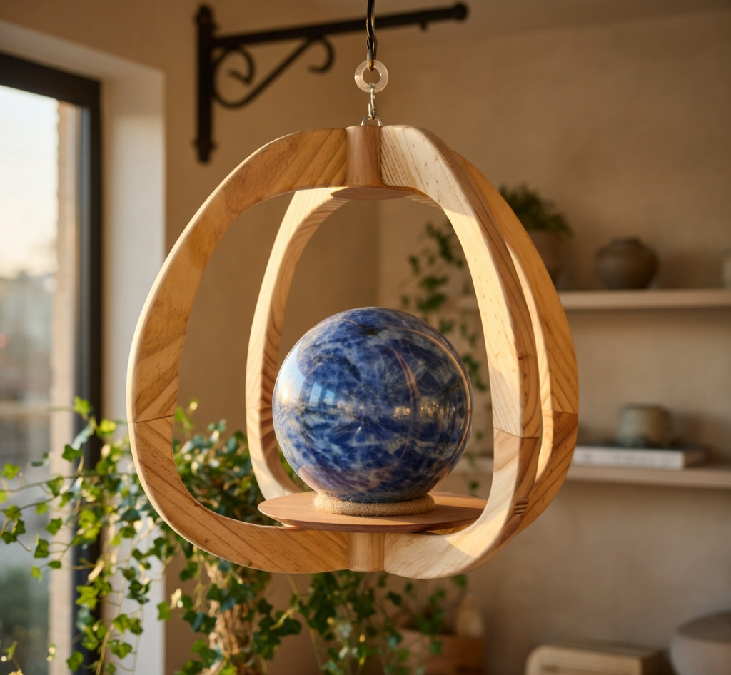 Suspension pour plantes en bois massif S048 - Design aérien - (H30cmxL34cm)