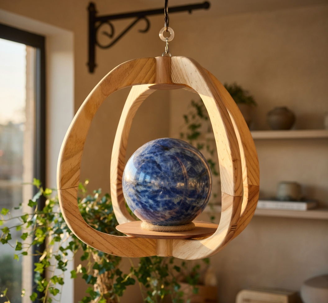 Suspension pour plantes en bois massif S048 - Design aérien - (H30cmxL34cm)