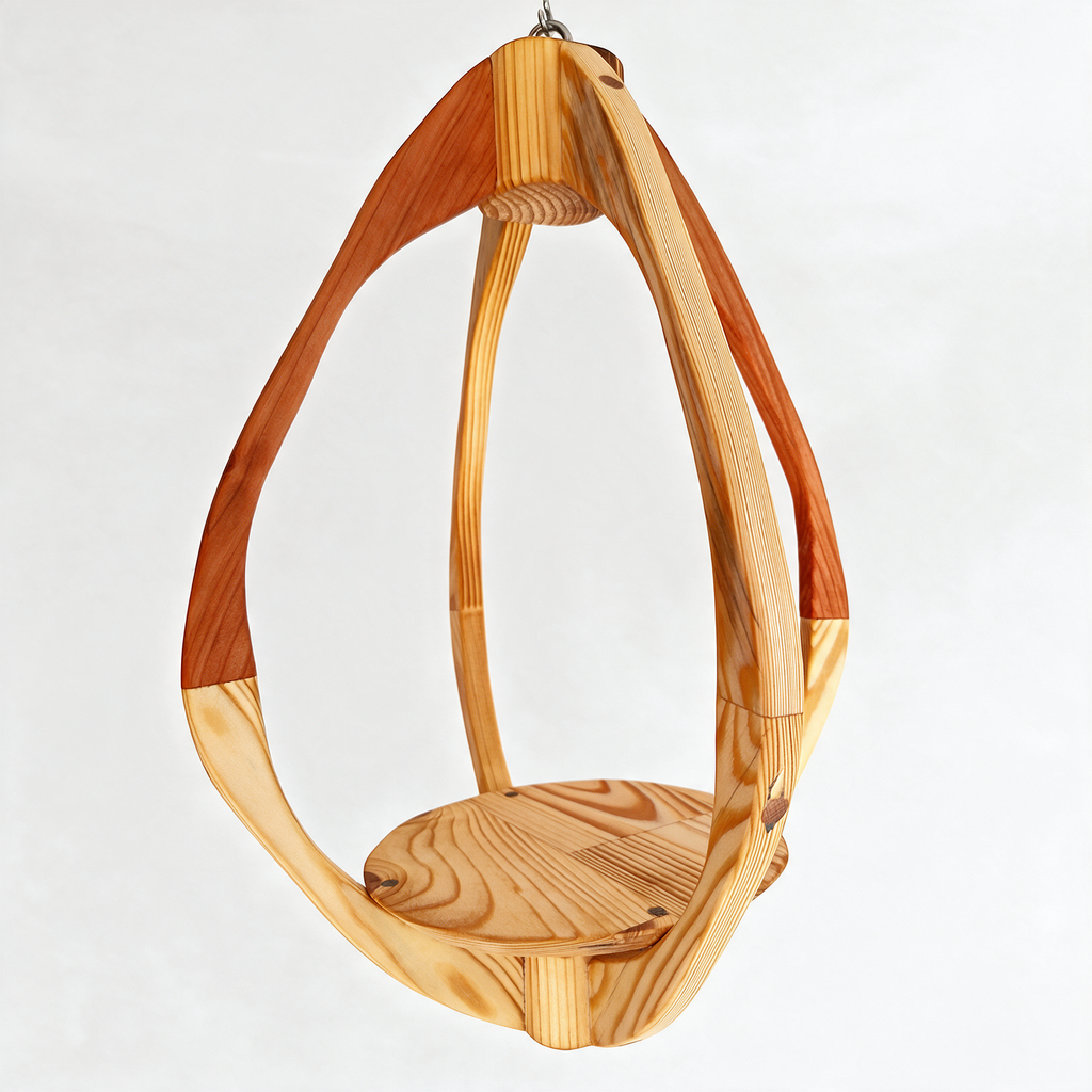 Suspension pour plantes en bois massif S049 - Design aérien - (H51cmxL35cm) Souffle des Bois