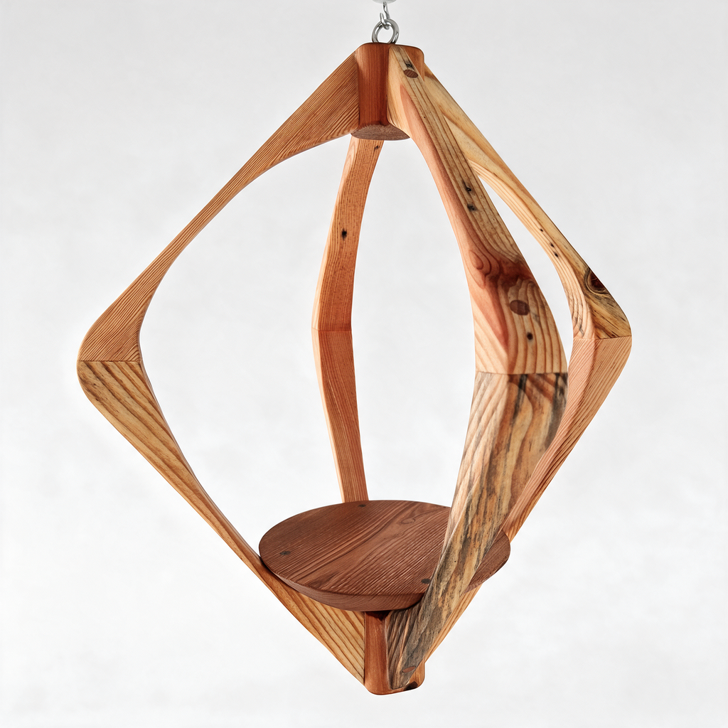 Suspension pour plantes en bois massif S050 - Design aérien - (H54cmxL46cm) Souffle des Bois