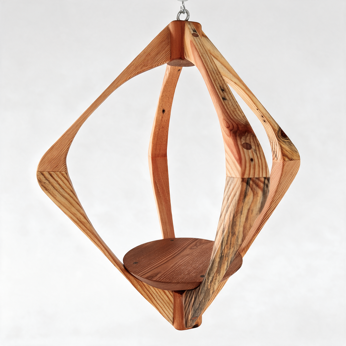 Suspension pour plantes en bois massif S050 - Design aérien - (H54cmxL46cm) Souffle des Bois