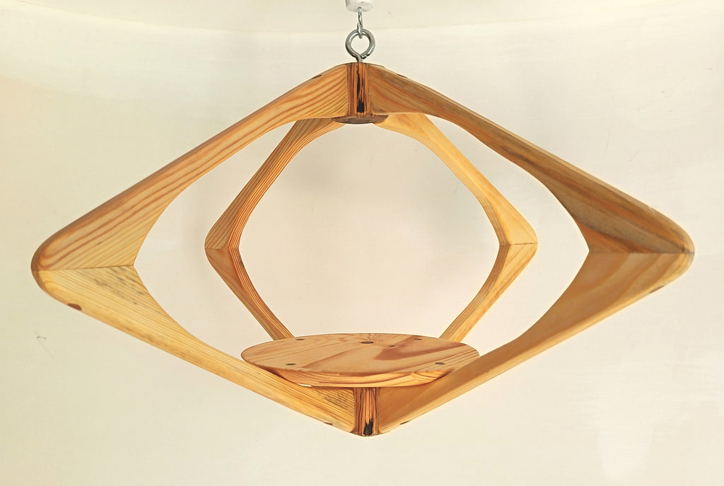 Suspension pour plantes en bois massif S054 - Design aérien - (H33cmxL52cm) Souffle des Bois