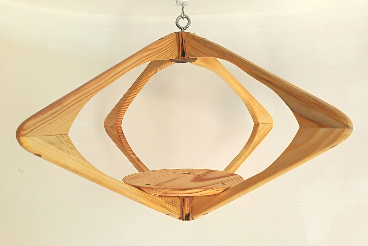 Suspension pour plantes en bois massif S054 - Design aérien - (H33cmxL52cm) Souffle des Bois
