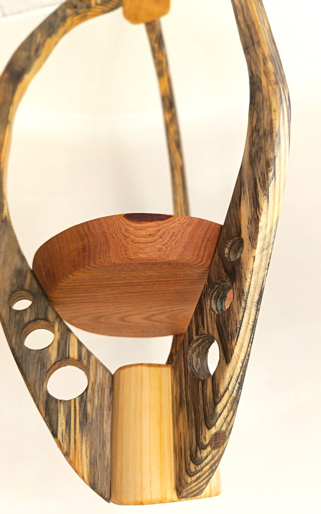 Suspension pour plantes en bois massif S055 - Design aérien - (H67cmxL26cm) Souffle des Bois