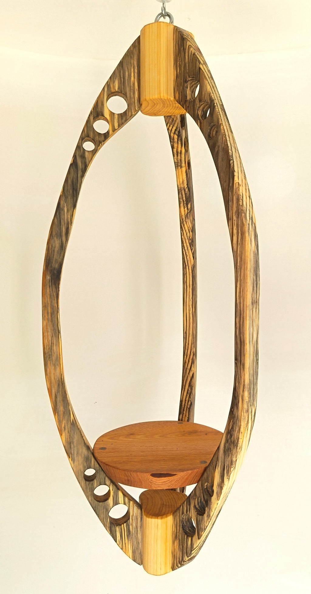 Suspension pour plantes en bois massif S055 - Design aérien - (H67cmxL26cm) Souffle des Bois