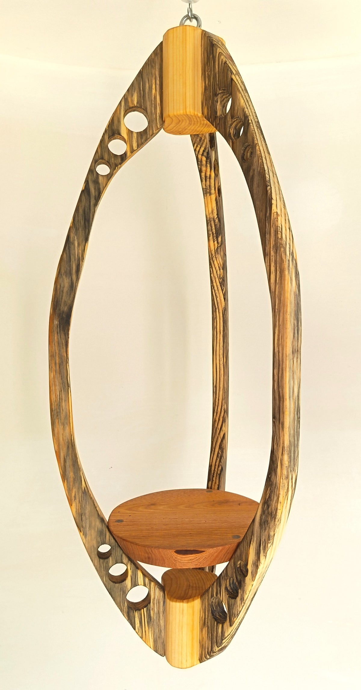 Suspension pour plantes en bois massif S055 - Design aérien - (H67cmxL26cm) Souffle des Bois
